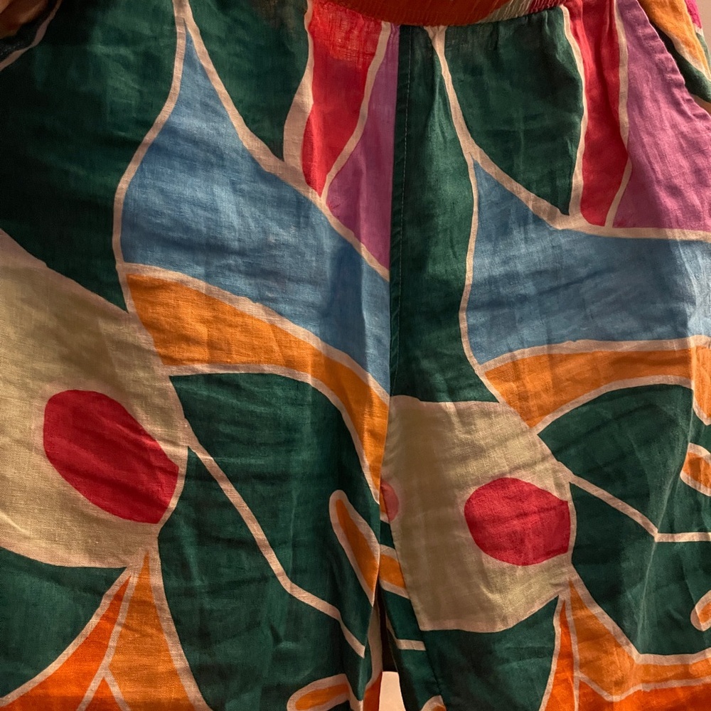 Christian Soriano AbstrctPrint Wide-Leg Pants 100% Linen Elastic waist Sz S NWOT - Picture 6 of 15